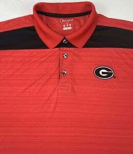 UGA Georgia Champion Polo Shirt Men's Large Short Sleeve Button Up Bulldogs Red