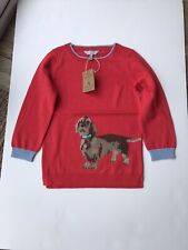 Joules Girls Meryl Artwork Knitted Jumper - Red dog - Age 6 Years **