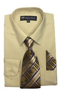 New Men's Cotton Blend Dress Shirt with Tie and Handkerchief 22 colors 21
