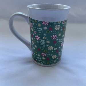 Royal Norfolk Mug Christmas Joy Peace Santa Noel Candy Greenbrier Int’l 4.5” - Picture 1 of 4