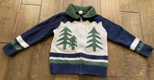 Gap toddler boy 5T Evergreen Trees & Red Jeep full-zip winter cardigan sweater - Picture 1 of 5