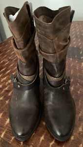 OTBT Hay Ride Mid Shaft Western Leder Stiefel braun Blockabsatz abgenutzt Größe 8 - Bild 1 von 16