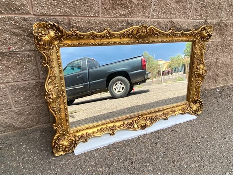 LG Vintage Gold Regency Wall Hangin or Floor Mirror Mid Century MCM 34" x 57" Cover