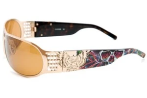 Christian Audigier Gunmetal Splatter Sonnenbrille (Y2K) CAS-403 mit Etui & Tuch - Bild 1 von 12