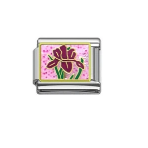 Italienischer Charm E127 rosa Blume Hackenkamm Blumen passt klassische Größe Armband - Bild 1 von 1