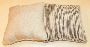 Pair of Gray Beige Striped Print Throw Pillows  10 x 10 - Picture 1 of 3