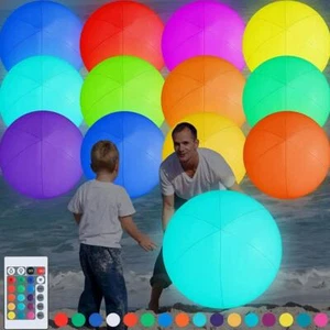 Bola de playa LED bola brillante piscina juguetes 16 colores luces HOTUS T0I6 inflable Z0S7 - Imagen 1 de 21