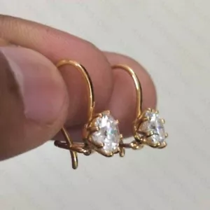 Pendiente colgante de moissanita certificado corte redondo de 2,49 quilates enchapado en oro amarillo de 14 k - Imagen 1 de 10