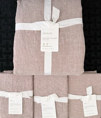 Edredón Pottery Barn Belga Lino King y 3 fundas de borde de cuchillo Euro Foto 1 de 2