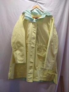TALBOTS Plus Rain Jacket Womens IX Hooded Full Zip Snap Butter Yellow Pastel - Picture 1 of 15