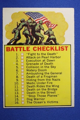 1965 Topps Battle Cards - #66 Checklist - Battle Checklist- No checkmarks - Ex - Image 1 of 4