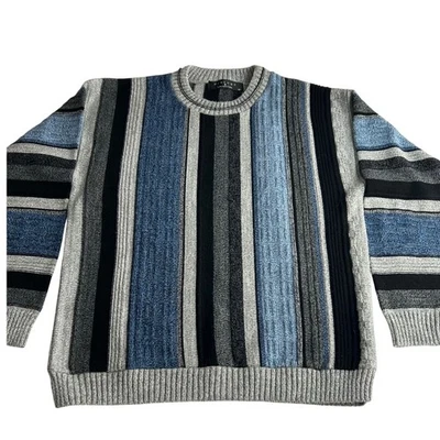 Protege Collection 90s Coogi-Style 3D Textured Knit Sweater Mens M Blue Biggie - Image 1 of 4
