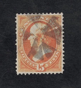 Un gran aspecto 1873 usado 15¢ Webster con cancelación elegante y bonito centrado Scott #163 - Imagen 1 de 2