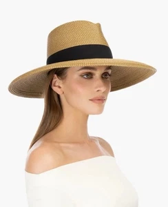 Fedora de paja embalable de ala ancha Eric Javits Daphne - natural/negro - Imagen 1 de 10