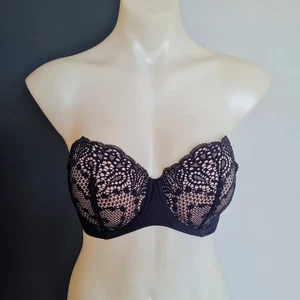 Women's size 12DD 'FINE LINES' Gorgeous black and nude lace strapless bra - EUC - Picture 1 of 6