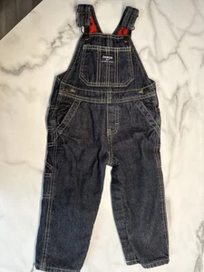 Vintage Oshkosh Overalls Aged Blue Fleece Lined  18 Months Denim Cotton - Picture 1 of 7