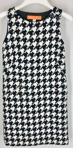 Cynthia Steffe Shift Dress XS Retro Mod Black Cream 100% Wool Sleeveless - Picture 1 of 5