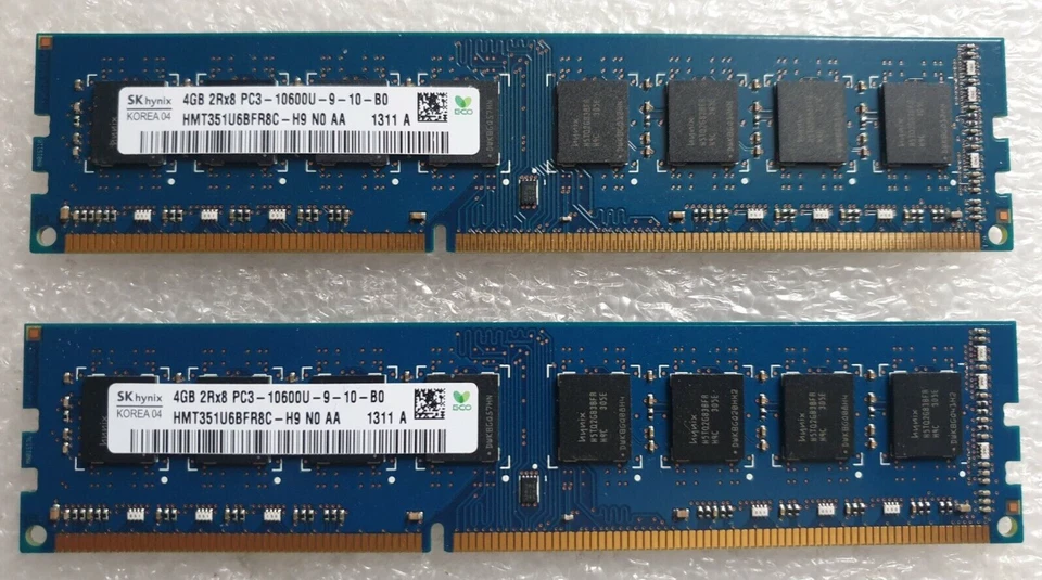 Hynix PC3-10600U 8GB 2x4GB 1333Mhz DDR3 Desktop Pc 240pin 1.5v RAM Memory  - Image 1 of 1