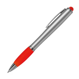Touchpen Kugelschreiber / im farbigen LED Licht / Farbe: silber-rot - Bild 1 von 2