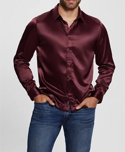 I.n.c. Camisa de satén International Concepts para hombre manga larga con botones delanteros 2XL - Imagen 1 de 3