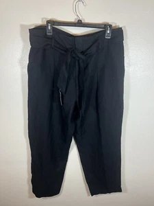 NWT Lauren Ralph Lauren Women’s Dress Pants With Belt Size 14 Black Linen Blend - Picture 1 of 4