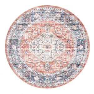 Home Decorators Area Rug 6' Bohemian Indoor Round Vintage Zara Medallion Orange - Picture 1 of 8