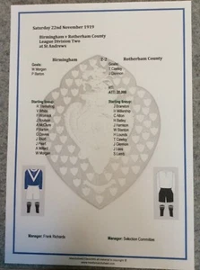 1919-20 Birmingham v Rotherham County Div 2 Matchsheet - Picture 1 of 1