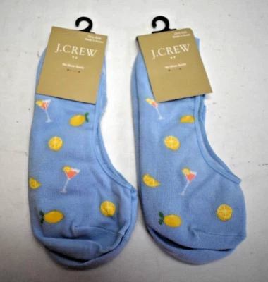 2对J。 Crew 女式无展示袜子马提尼玻璃柠檬浅蓝色袜子 OS — 第 1/4 张图片