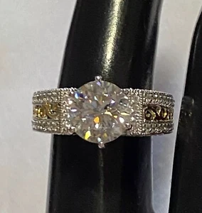 VANNA K 6.23 ctw Cubic Zirconia Platineve 18k Gold Over SS 925 Ring Size 7 - Picture 1 of 8