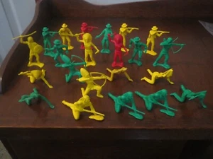 Vintage 3" Processed Plastic Tim-Mee Cowboys and Indians lot of 22 - Picture 1 of 2