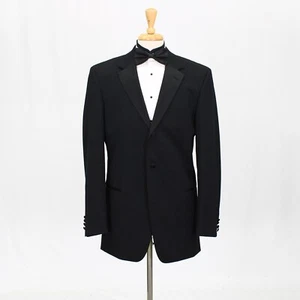 Hugo Boss 42L Black Tuxedo Blazer Jacket Solid 3B Wool - Picture 1 of 11