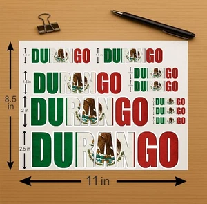 Durango Mexico Flag Letters Vinyl Sticker Set – Full Color Weatherproof - Picture 1 of 5