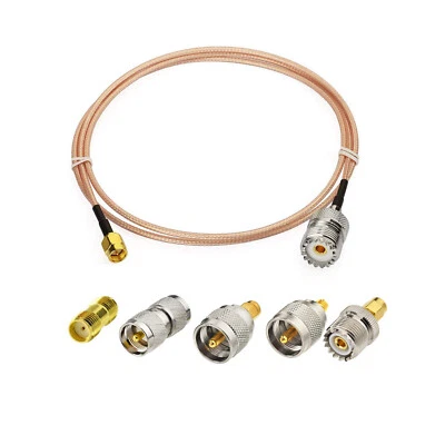 SMA Male to UHF SO239 Female RF Coaxial RG316 Cable 1m & 5PCS Adapters for Radio - Image 1 of 4