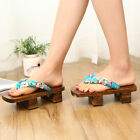 Mens Womens Japanese Tranditional Wood Flops Flip High Heel Bidentate Cosplay