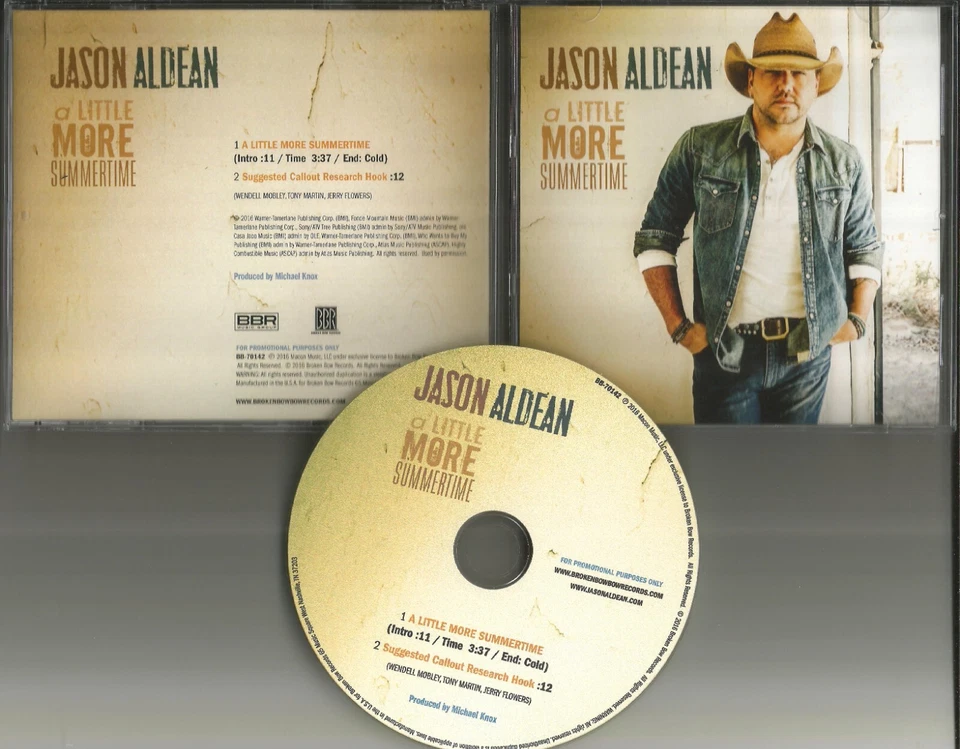 JASON ALDEAN Little More Summertime RARE 2016 PROMO Radio DJ CD Single USA MINT Foto 1 de 1