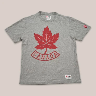 Team Canada Olympics Hudson’s Bay Heather Gray T-Shirt Maple Leaf Flag - Men's S - Image 1 of 4