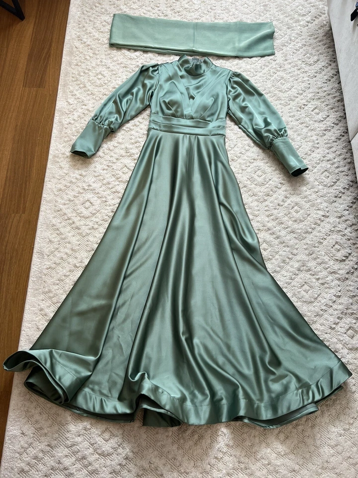 Ballkleid Abendkleid XS 32 34 Verlobung Satin Boho Nisanlik Abiye Tesettür Hijab - Bild 1 von 4