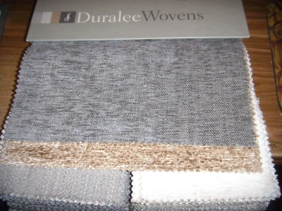 55 DURALEE  WOVEN FABRIC SAMPLE BOOK "53=9X5, 2= 6X10  MOST ARE 100% POLY, RAYON - Image 1 of 4