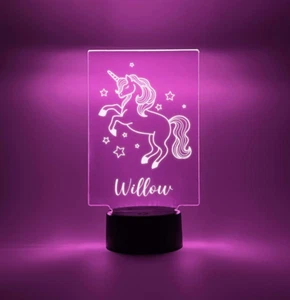 Magical Unicorn Night Light Up Lamp Girls Room Decor LED Personalized FREE! - Picture 1 of 8