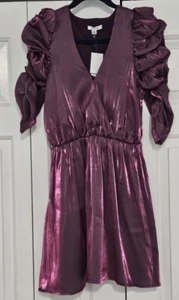 BTFL-Life Women's Purple metallic  Mini Dress Cotton Lined Size XS NWT $98 (39) - Picture 1 of 6