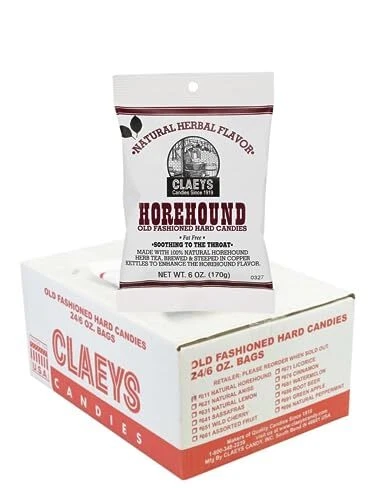 Claey's Old Fashioned Bulk Hard Candies 6 Ounce Bag (Pack of 24) (Horehound)