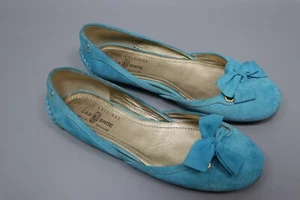 CAR SHOE Turquoise Suede Leather Bow Ballet flats Shoes Womens Size 39 / US 9 - Picture 1 of 14
