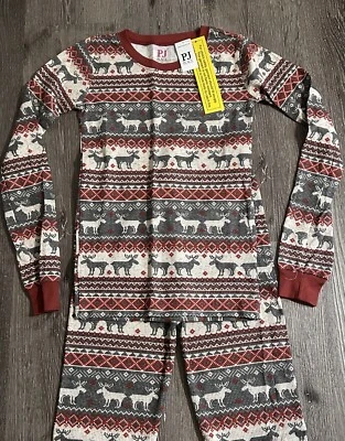 PJ Place Girls Pajama Set Size 14 Red Christmas Reindeer Teens Girls 2-Piece New - Image 1 of 4
