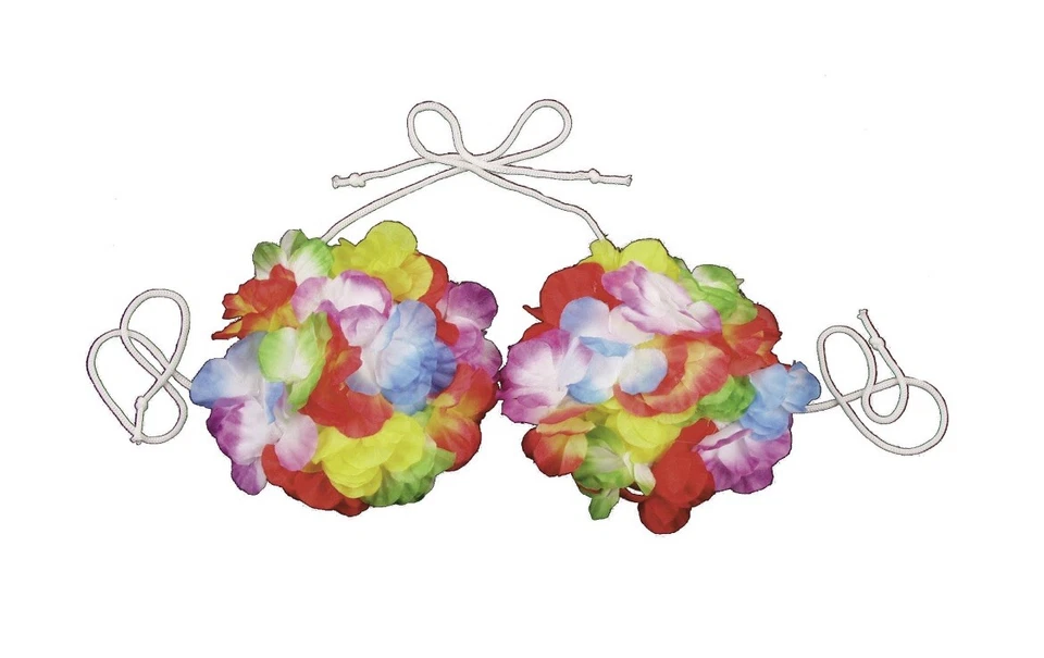LUAU FLOWER BRA Tropical Luau Party Bikini Leis Top Hula Tropical Isle Costume - Image 1 of 1