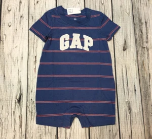 Baby Gap Boys 12-18 Months Blue & Orange Gap Logo Shorts Romper. NWT - Picture 1 of 5