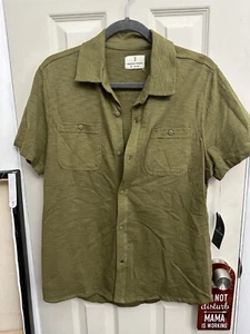 NWT Men’s Mutual Weave Green Linen Blend Button Shirt Size Medium - Picture 1 of 6