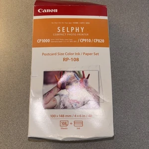 Canon Color Ink & Postcard Photo Paper Set for Selphy CP910 CP820 CP1000 New - Afbeelding 1 van 4
