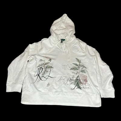 NWT Vintage Y2K Ralph Lauren Jeans Company RLL Womens Cream Floral Hoodie 2X - Image 1 of 4