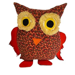 Owl Pillow Patchwork Paisley Handmade Throw Pillow 15"x15" MCM Retro Fall Decor - Picture 1 of 7