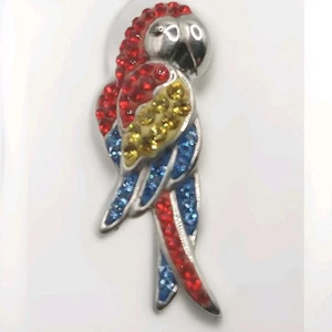Sterling Silber Strass Bunt Papagei Anhänger Charm - Bild 1 von 3